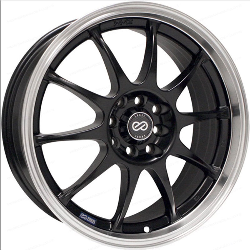 Enkei J10 17×7 5×100/114.3 38mm Offset Dia Matte Black w/ Machined Lip Wheel