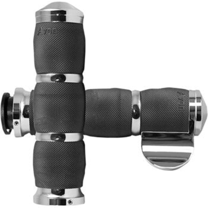 Indian 3-Ring Air Cushioned Grips – Throttle Boss – Chrome by Avon Grips