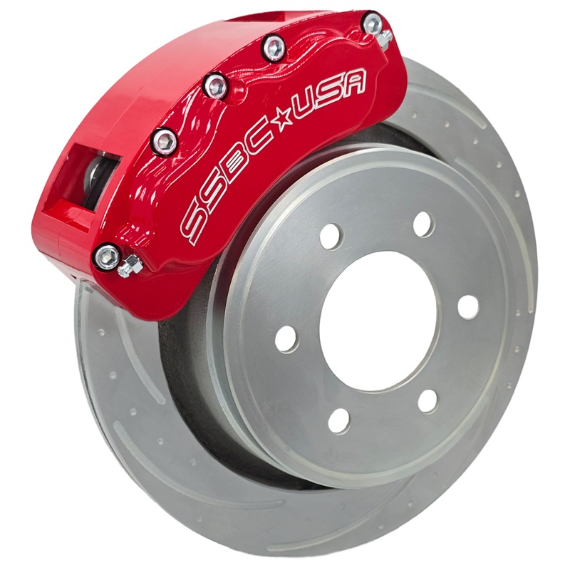 American Made B6-Brawler LT Direct Fit 6-Piston Billet Aluminum Front Caliper Disc Brake Kit w/DS Rotors. Red A415-30R-DS