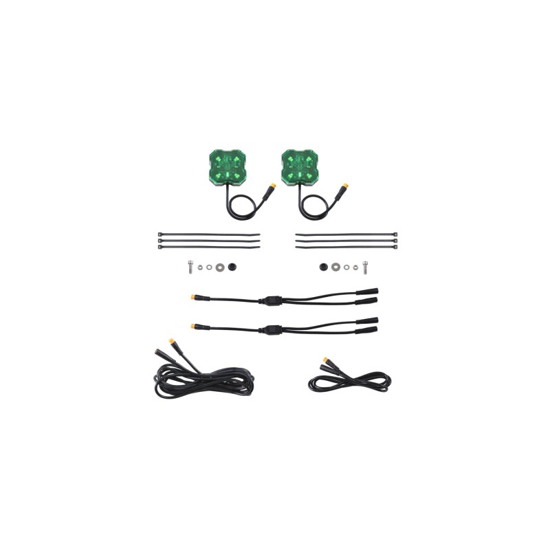 Diode Dynamics Stage Series Single Color LED Rock Light – Green M8 (2-pack)