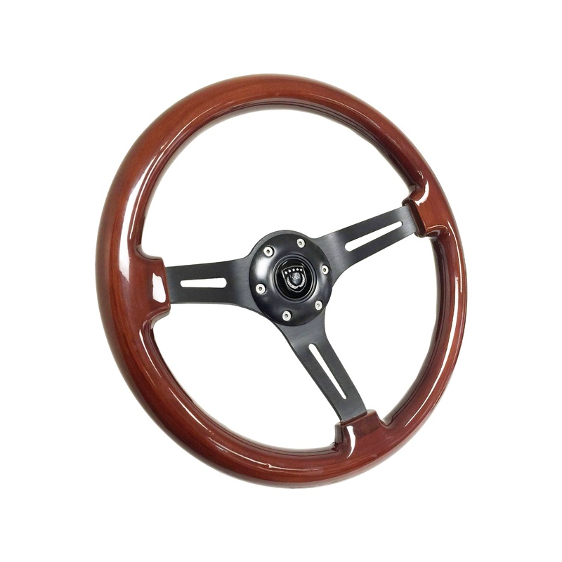 VSW S6 Sport Steering Wheel | Mahogany Wood, Black Aluminum | ST3027