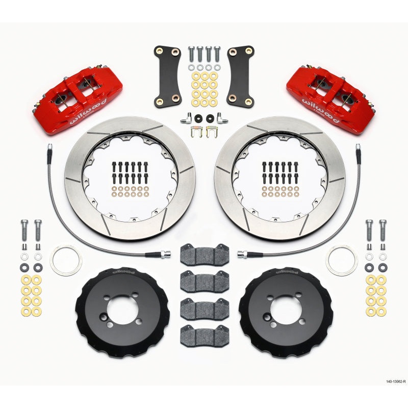 Wilwood Dynapro 6 Front Hat Kit 12.88in Red 2002-Up Mini Cooper w/ Lines