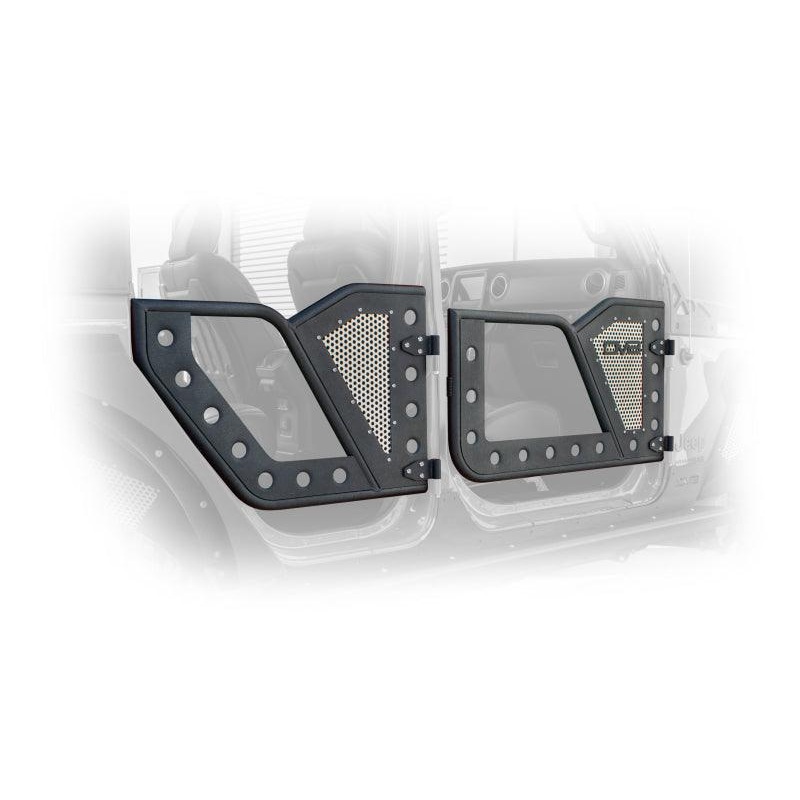 DV8 Offroad Jeep 18+ Wrangler JL / 20+ Gladiator JT Rear Rock Doors w/ Perforated Aluminum Mesh
