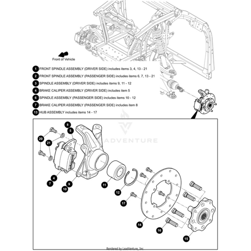 Front Spindle Left-Assembly (Inc. 3-4 And 13 – 21) by Arctic Cat