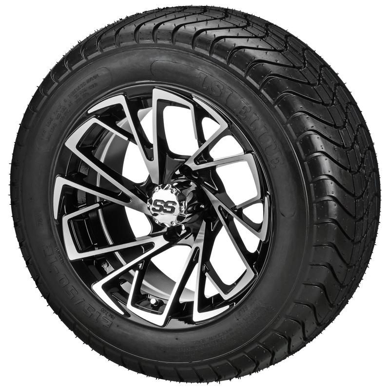 LSI 12″ Stinger Black & Machined Wheel and Low Profile Tire Combo