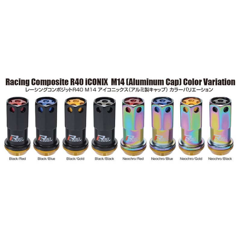 Project Kics 14×1.25 R40 Iconix Lock & Lug Nuts – Neo Chrome w/Blue Cap | 16+4 Locks | WRIA15NU