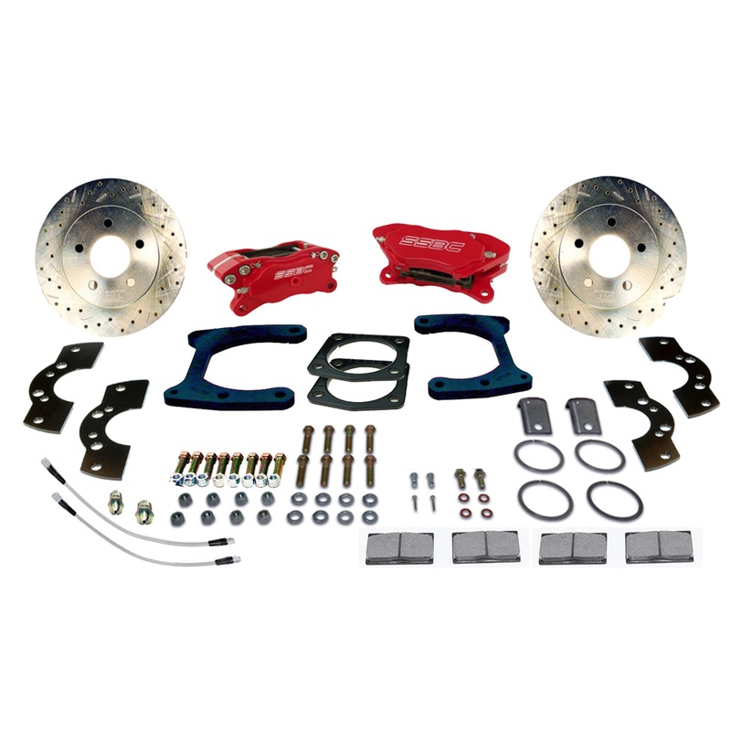 American Made Comp S 4-Piston Billet Aluminum Rear Disc Brake Kit W/DS Rotors. Red W110-21R
