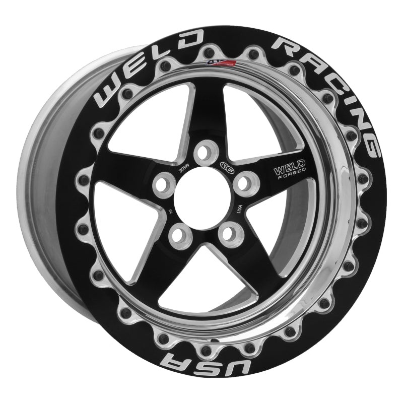 Weld S71 15×8.33 / 5×4.75 BP / 4.5in. BS Black Wheel (Medium Pad) – Black Single Beadlock MT