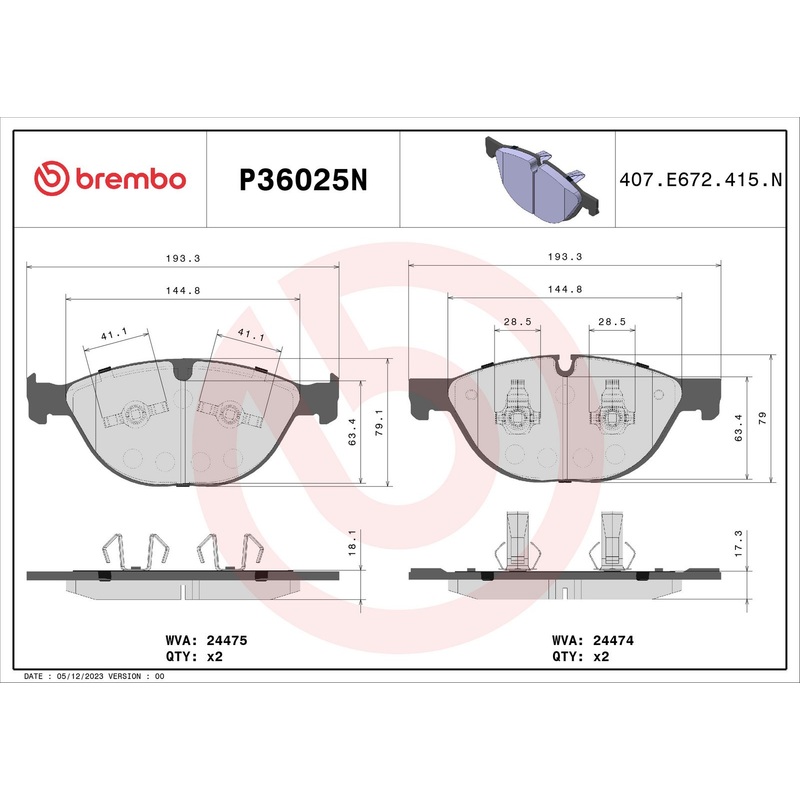 PRIME Ceramic Front Disc Brake Pad Set – P36025N