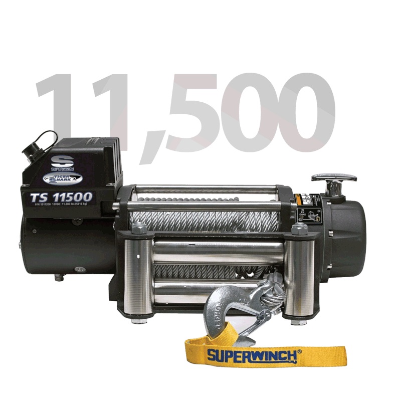 Superwinch Tiger Shark 11500 Winch 11500 LBS 12 VDC 3/8in x 84ft Steel Rope