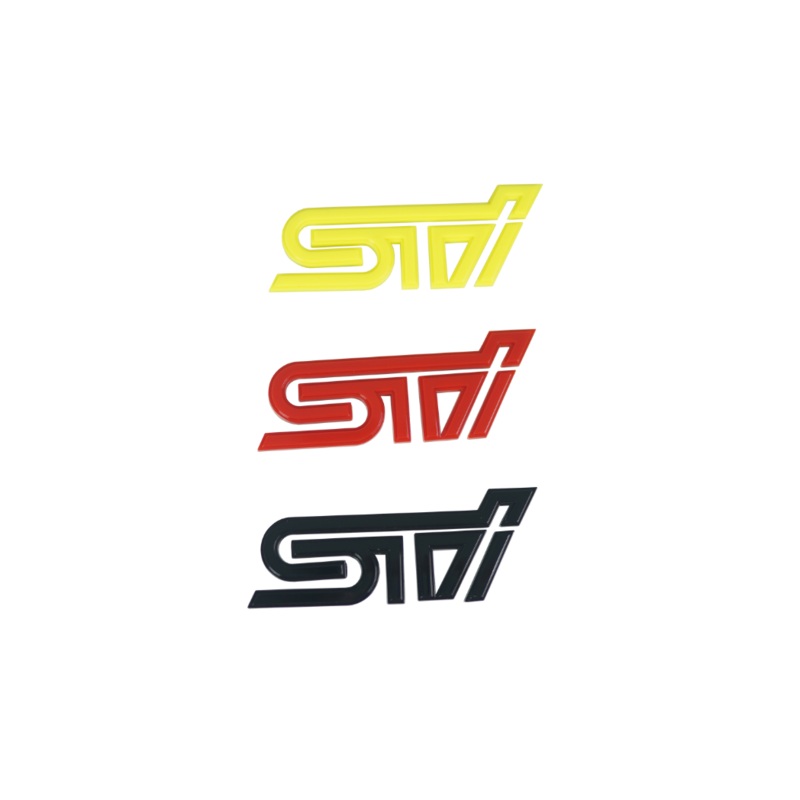 Racing Art STI Trunk Emblem – Red / Black / Neon Yellow [Universal]
