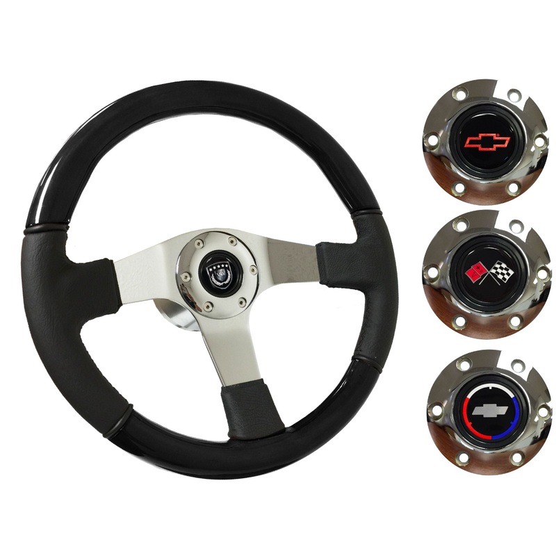 1970-88 Monte Carlo Steering Wheel Kit | Black Ash Wood – Leather | ST3019BK