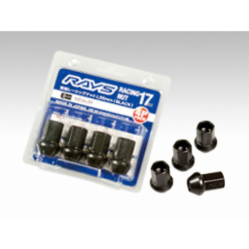 Rays 17 Hex Racing Lock Nut Set L35 Medium Type 12×1.25 – Black Chromate (4 Pieces)