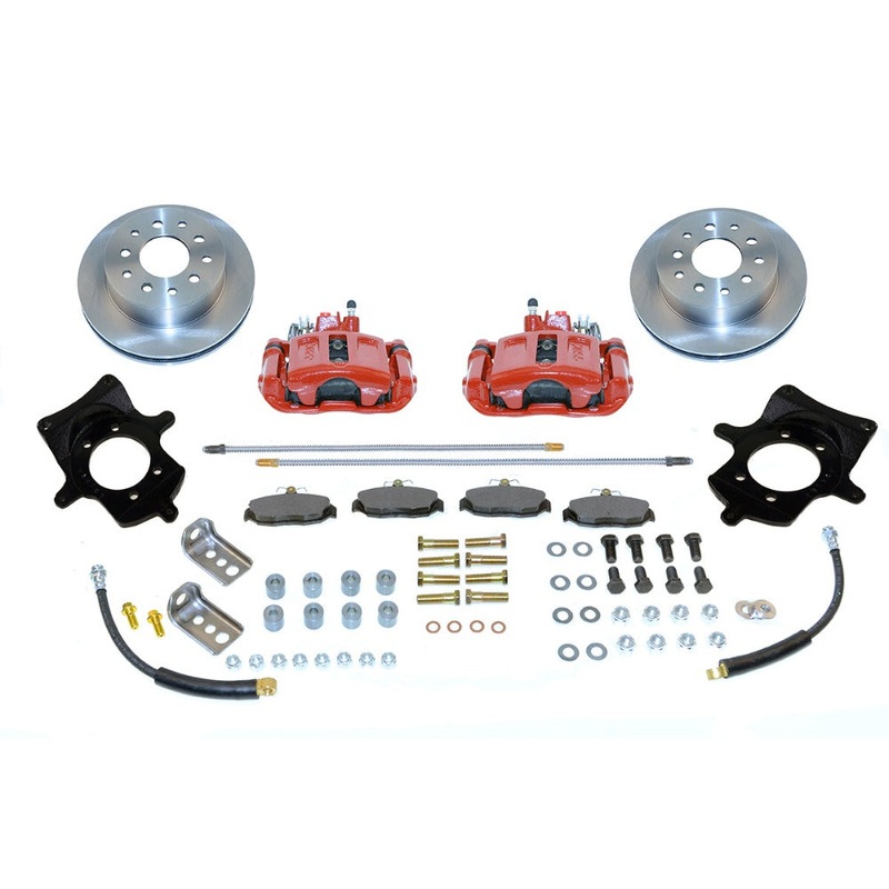 New Direct Fit Rear Drum to Disc Brake Conversion Kit W/Rotors. Red A114R