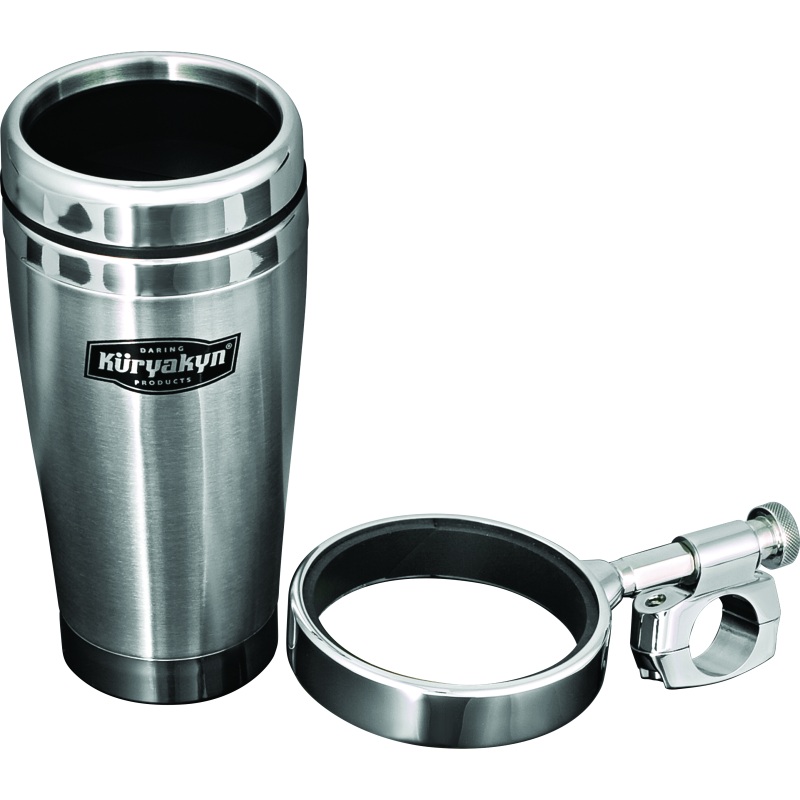 Kuryakyn Drink Holder With Stainless Steel Mug 1in Bar Clamp Chrome