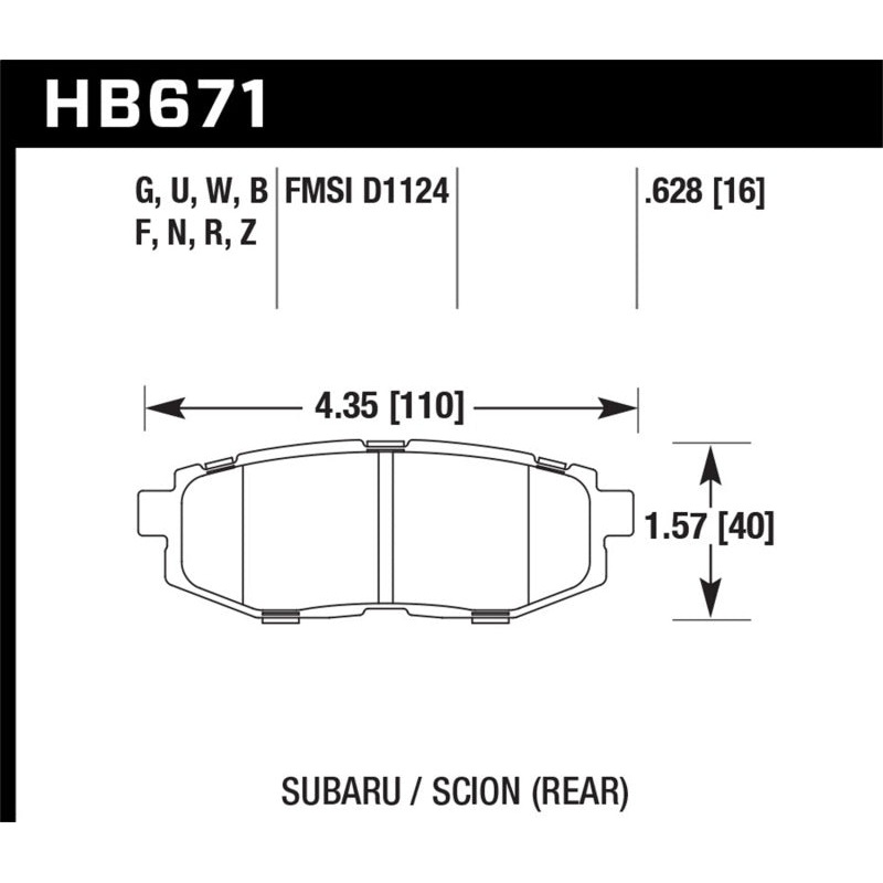 Hawk 11+ Subaru Legacy GT Performance Ceramic Rear Street Brake Pads
