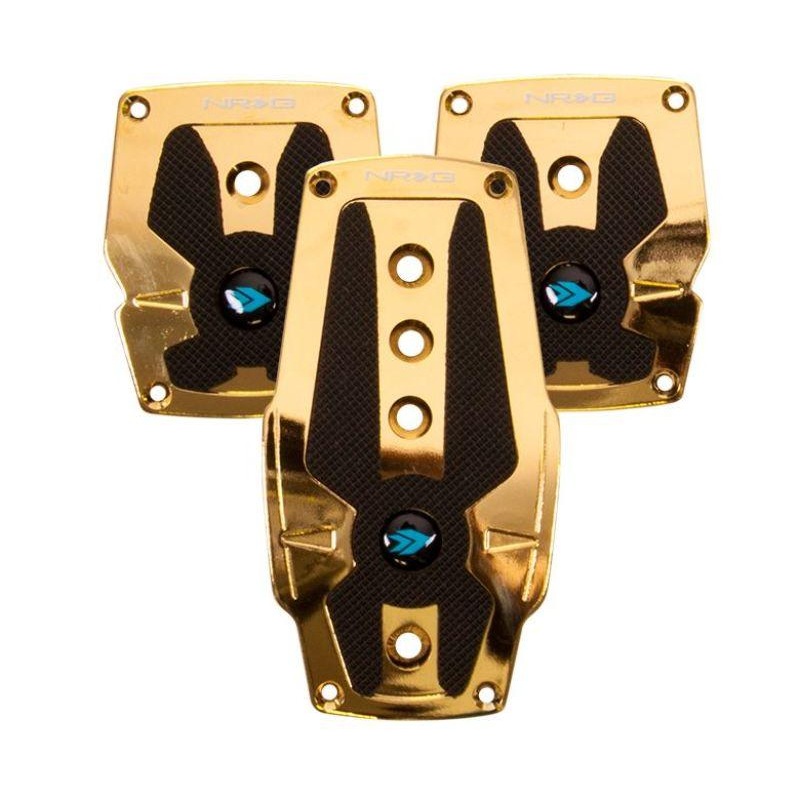 NRG Aluminum Sport Pedal M/T – Chrome Gold w/Black Rubber Inserts