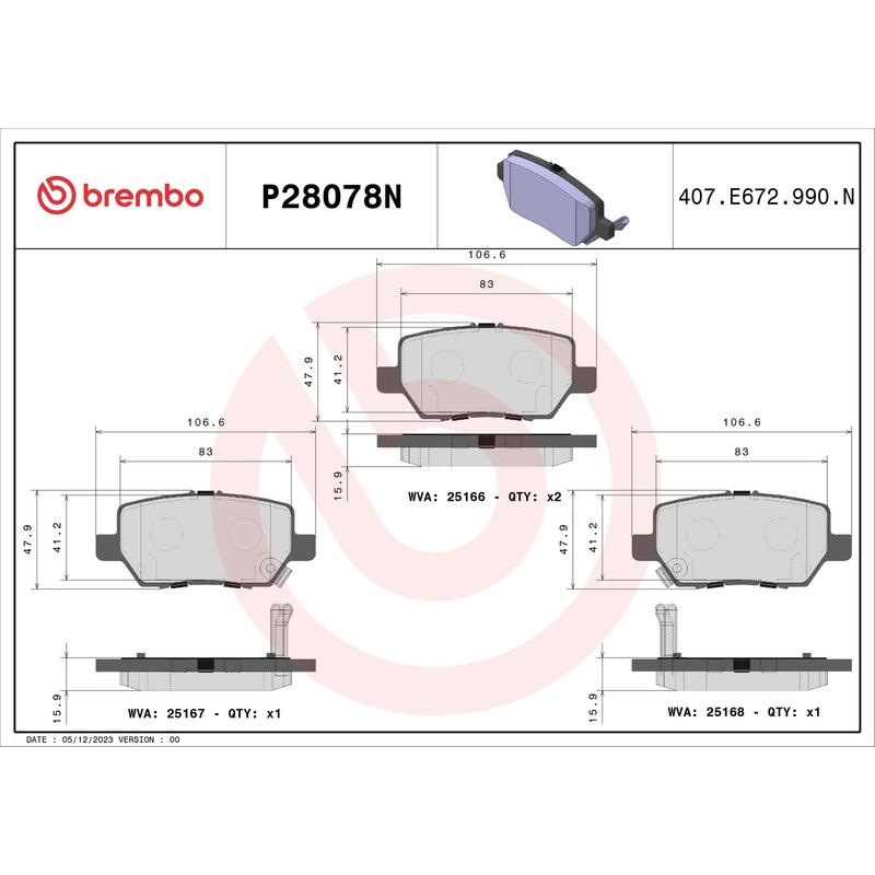 PRIME Ceramic Rear Disc Brake Pad Set – P28078N