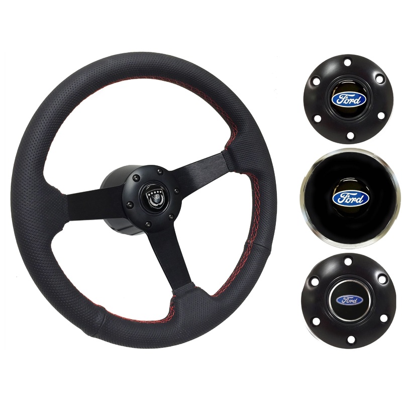 1969, 78-91 Ford Truck Steering Wheel Kit | Perforated Black Leather | ST3602BLK