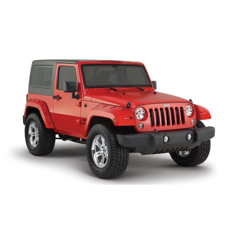 Bushwacker 07-18 Jeep Wrangler Pocket Style Flares 2pc Fits 2-Door Sport Utility Only – Black