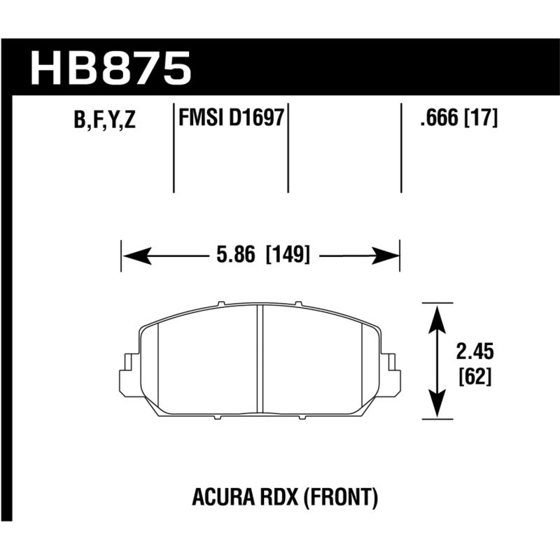 Hawk 14-17 Acura RDX/RLX HPS Street Front Brake Pads