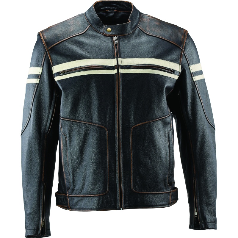 River Road Hoodlum Vintage Leather Jacket Black – Medium