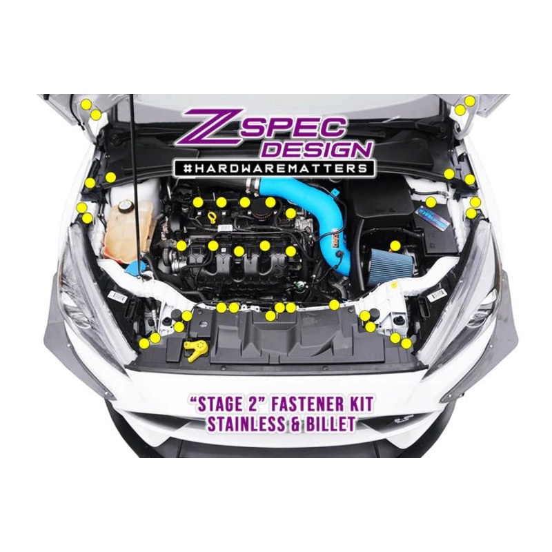 ZSPEC “STAGE 2” DRESS UP BOLTS FASTENER KIT FOR FORD FOCUS RS & ST, STAINLESS & BILLET