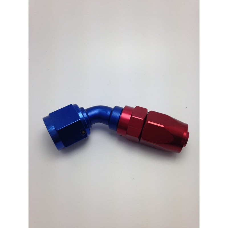 Fragola -10AN Fem x -8AN Hose 45 Degree Reducing Hose End – Blue/Red