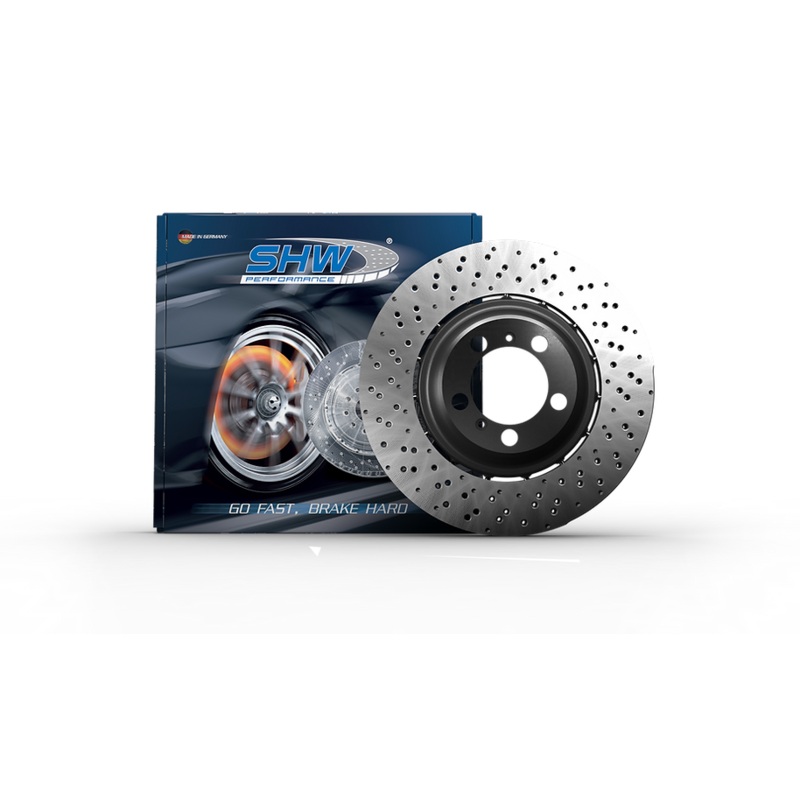 SHW 2003 Audi RS6 4.2L Left Rear Cross-Drilled Lightweight Brake Rotor