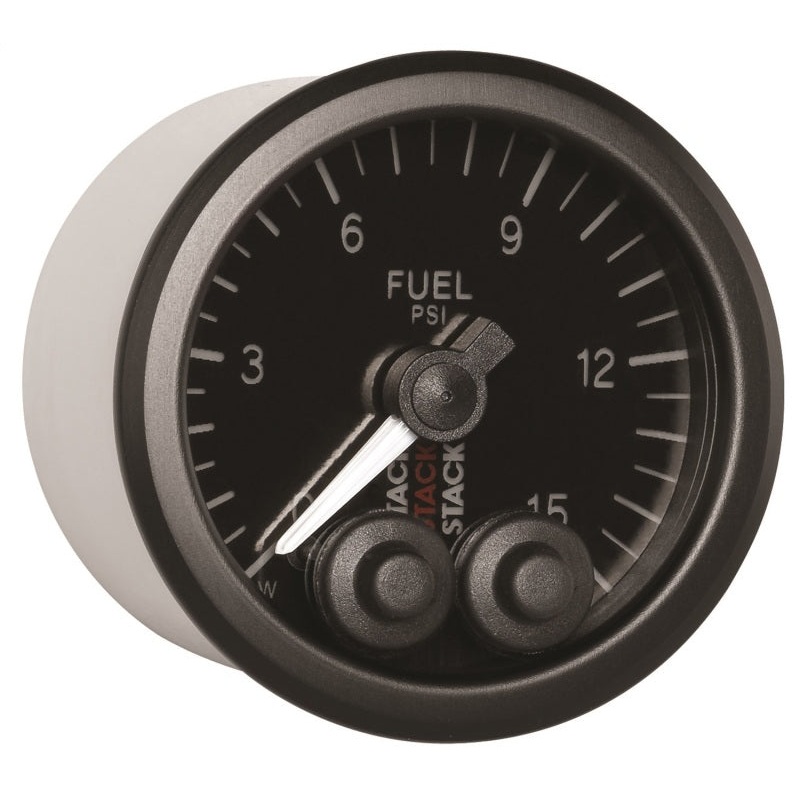 Autometer Stack 52mm 0-15 PSI 1/8in NPTF Male Pro-Control Fuel Pressure Gauge – Black