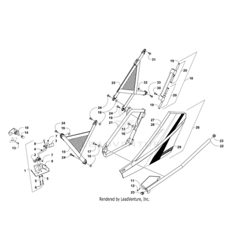 Door Panel W/ Decals-Wm-Rear-Right(Wc4 X) (Inc. 27-29) by Arctic Cat