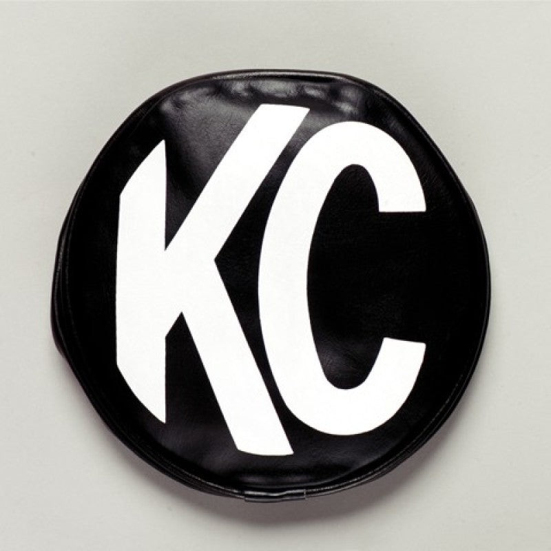 KC HiLiTES 6in. Round Soft Cover (Pair) – Black w/White KC Logo