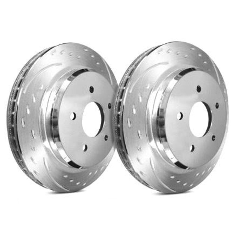 SP Performance Diamond Slot Black Zinc Rear Rotors (Pair) Subaru STI 2005-2007