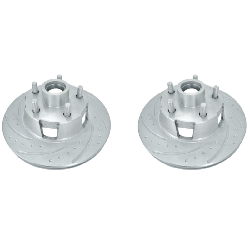 New Performance Rotor (Pair) Dimple-Drilled, Slotted, Zinc Plated.