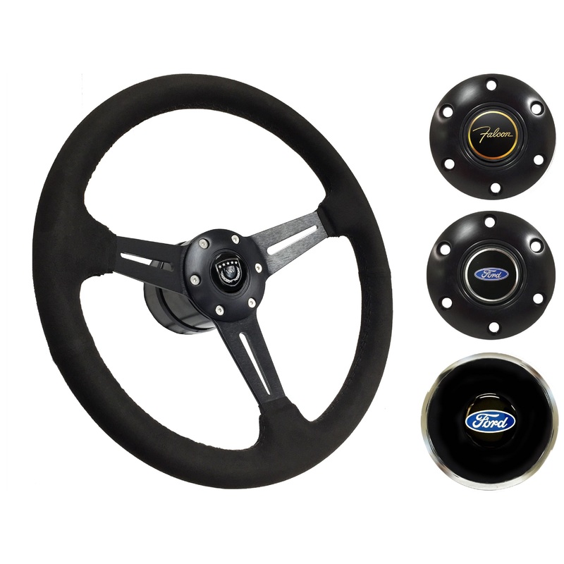 1965-69 Ford Falcon Steering Wheel Kit | Black Ultralux Suede | ST3584BLK