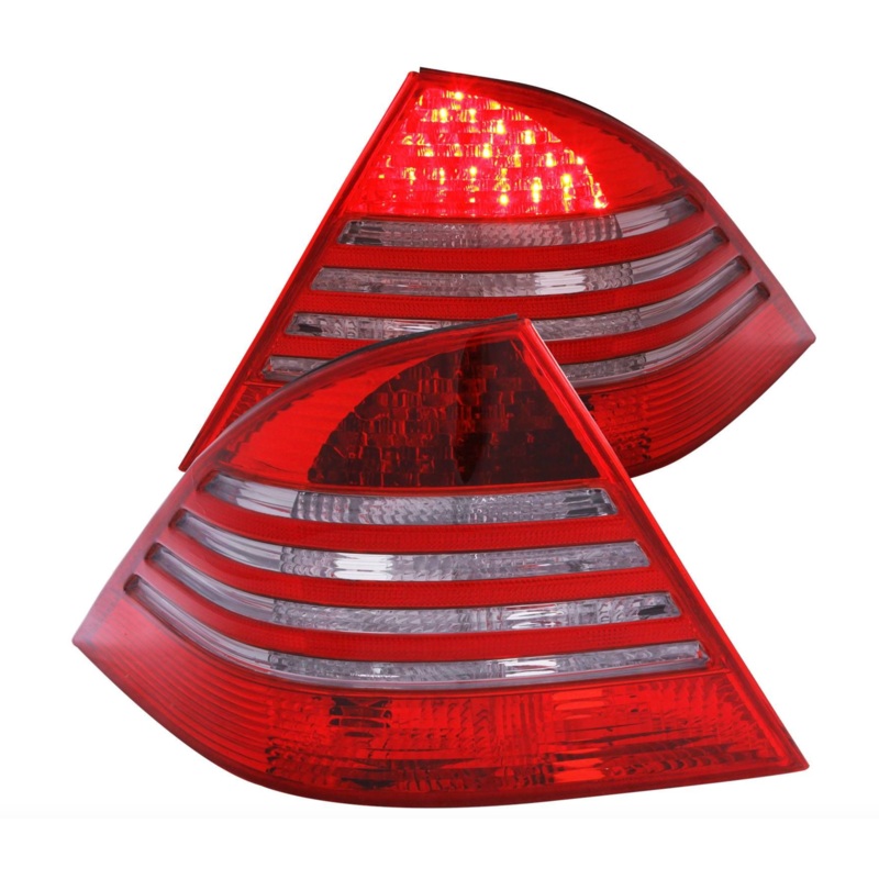 2000-2005 Mercedes Benz S Class W220 S430/S450/S500/S550/S600/S55 AMG LED Tail Lights Chrome Red/Smoke Lens