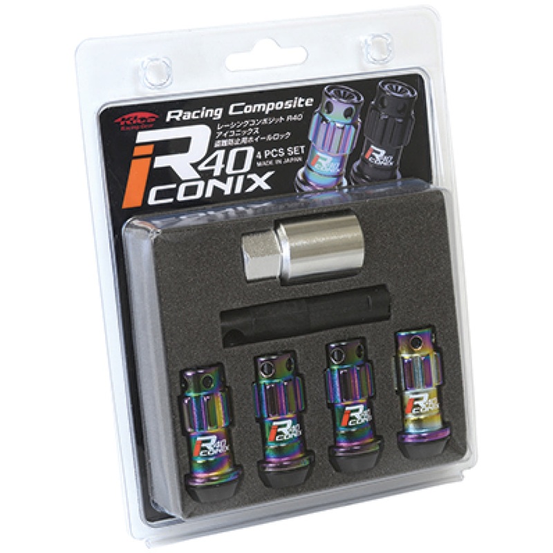 Project Kics 12X1.25 R40 Iconix Neochrome Lug Nut Lock Set – 4