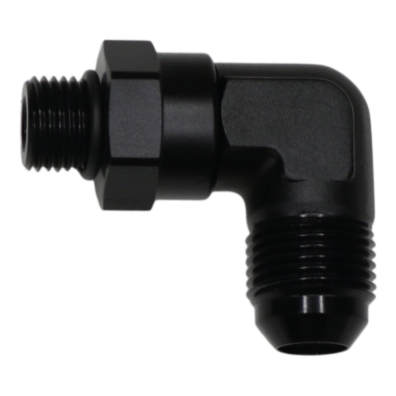 DeatschWerks 6AN ORB Male Swivel to 8AN Male Flare 90-Degree – Anodized Matte Black