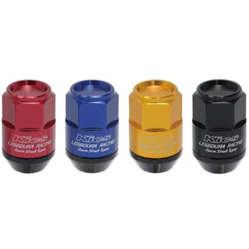 Project Kics Leggdura Racing Shell Type Lug Nut 35mm Closed-End Look 16 Pcs + 4 Locks 12X1.25 Black
