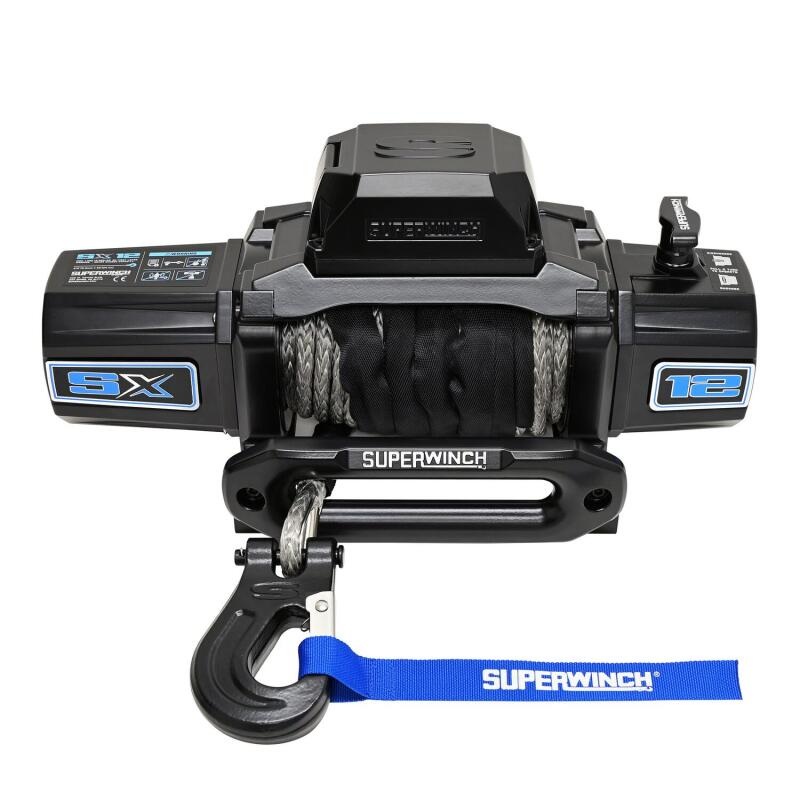 Superwinch 12000 LBS 12V DC 3/8in x 80ft Synthetic Rope SX12SR Winch – Semi Gloss Black