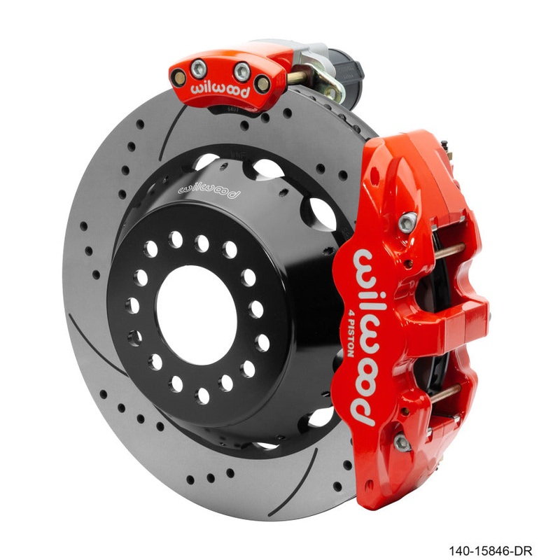 Wilwood Narrow Superlite 4R Rear P-Brk Kit AERO4 14in Rotor Big Ford New Style 2.5in Off – SRP Red