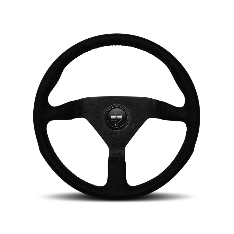 Momo Montecarlo Alcantara Steering Wheel 350 mm – Black/Red Stitch/Black Spokes