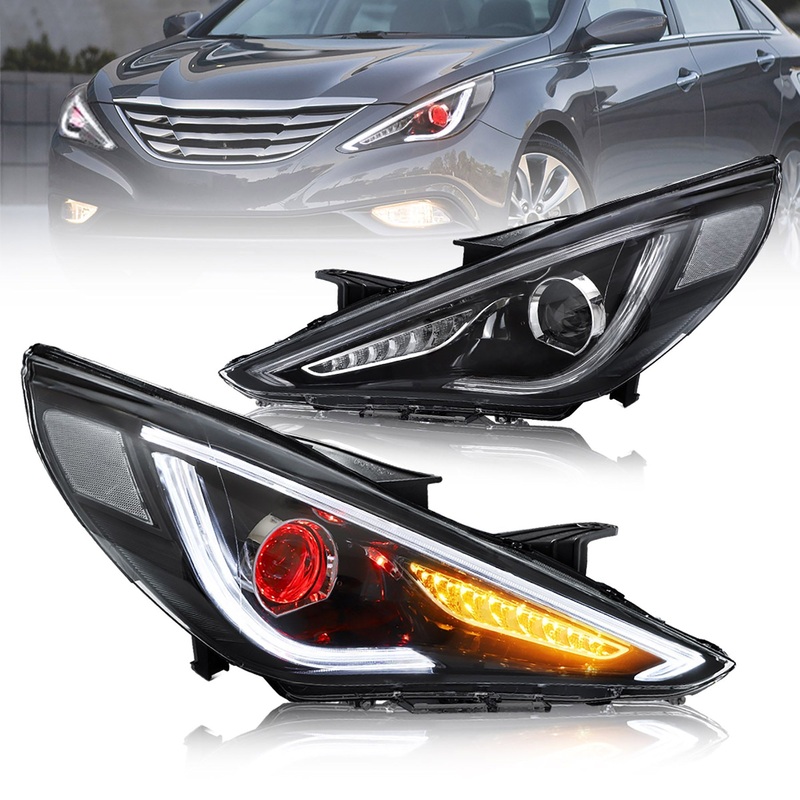 VLAND 11-14 Sonata Dual Beam Sequential Headlights ABS PMMA GLASS Material | Bulbs Not Included