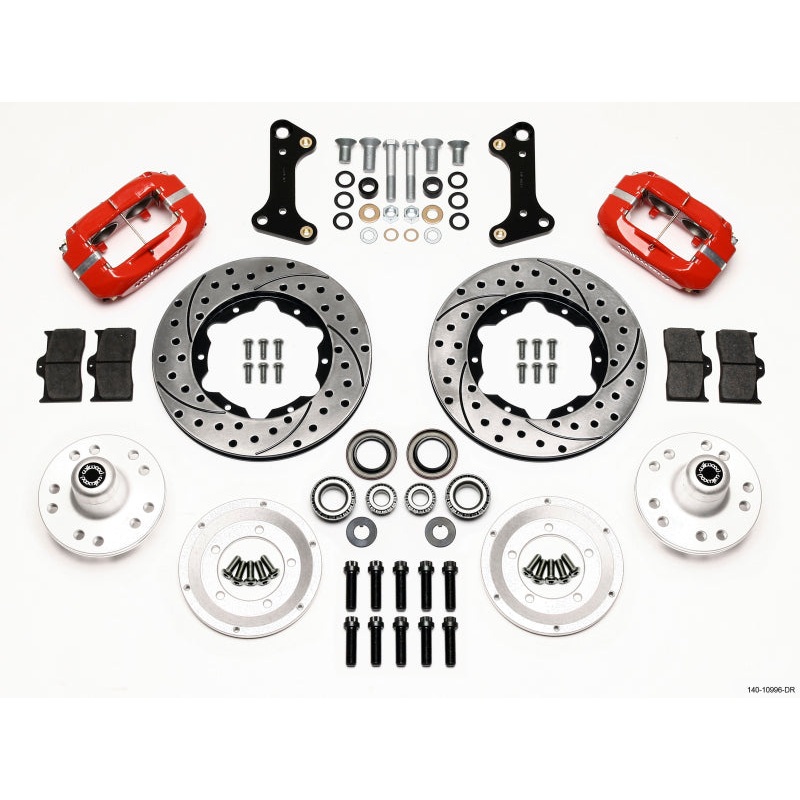 Wilwood Forged Dynalite Front Kit 11.00in Drill-Red 67-69 Camaro 64-72 Nova Chevelle