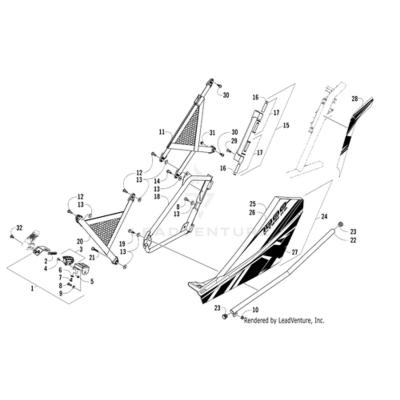 Door W/O Decals – Right – Black by Arctic Cat
