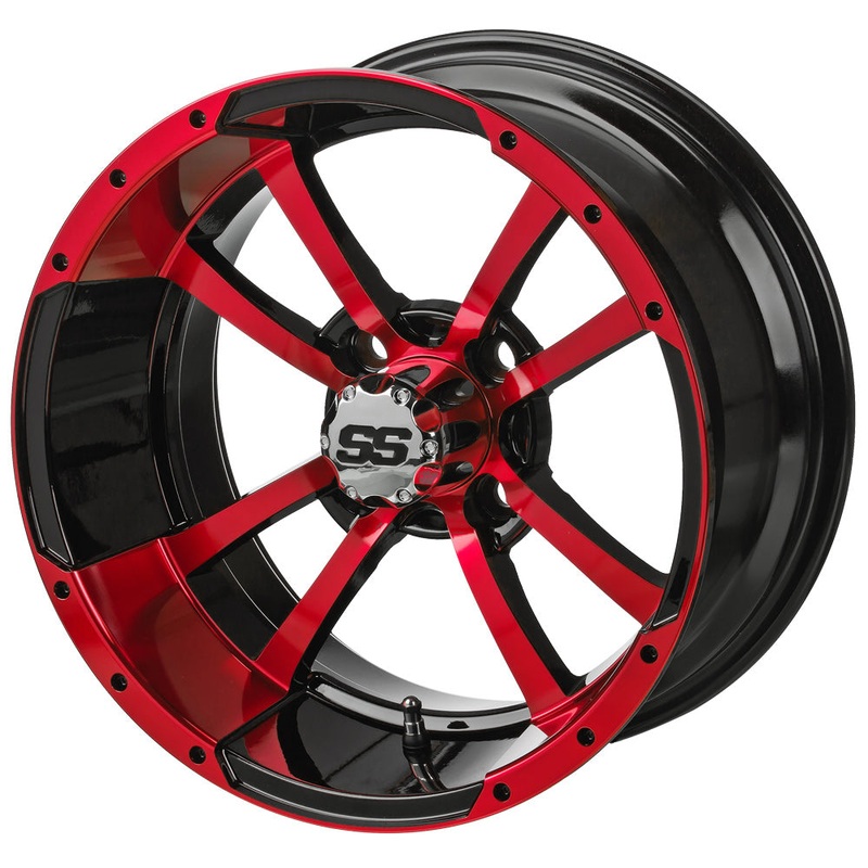 LSI 14″ Maltese Cross Black & Red Wheel