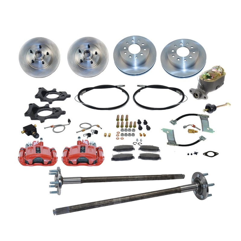 New Direct Fit 4 Wheel Drum to Disc Brake Conversion Kit W/Rotors (5 Lug). Red A112-2R