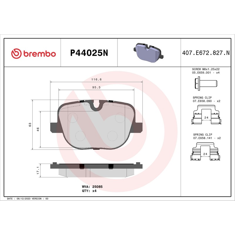 PRIME Ceramic Rear Disc Brake Pad Set – P44025N