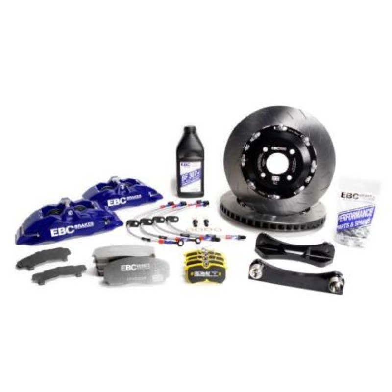 EBC Racing 10-14 Ford Mustang GT 5.0L Blue Apollo-4 Calipers 355mm Rotors Front Big Brake Kit