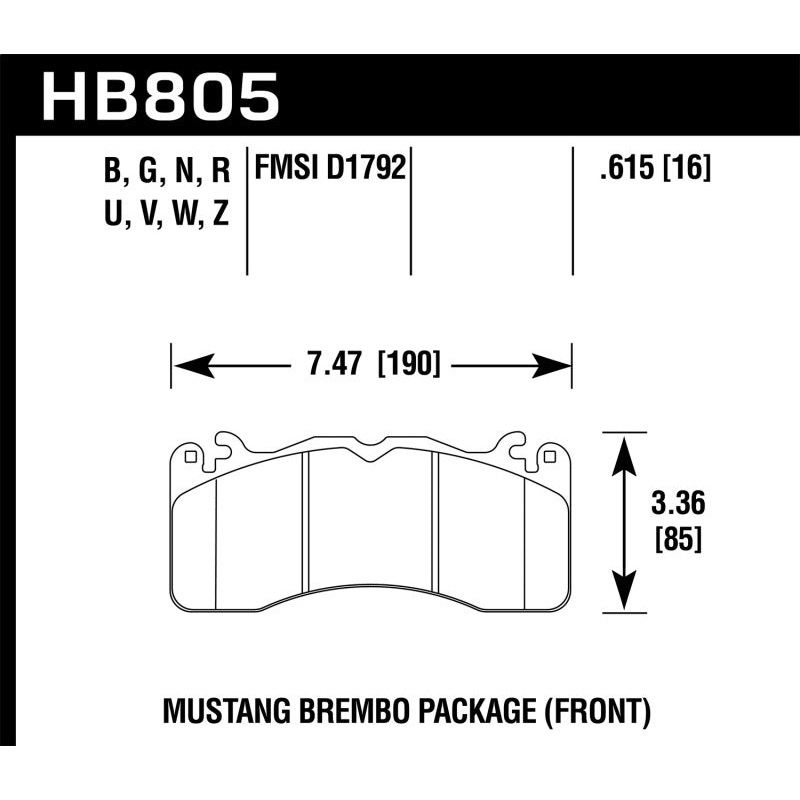 Hawk 15-17 Ford Mustang Brembo Package HPS 5.0 Front Brake Pads